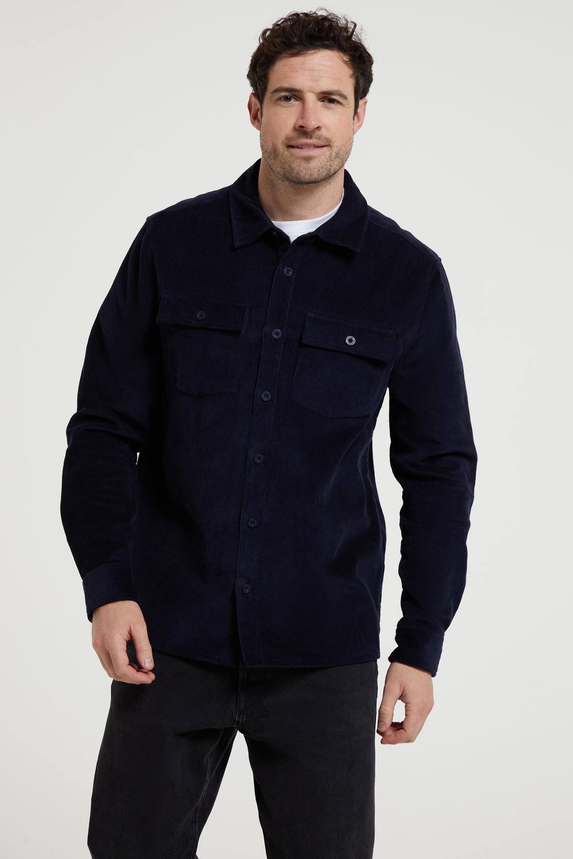 Mountain Warehouse Blue Dark Mens Farrow Cord Long Sleeve Shirt - Image 1 of 6
