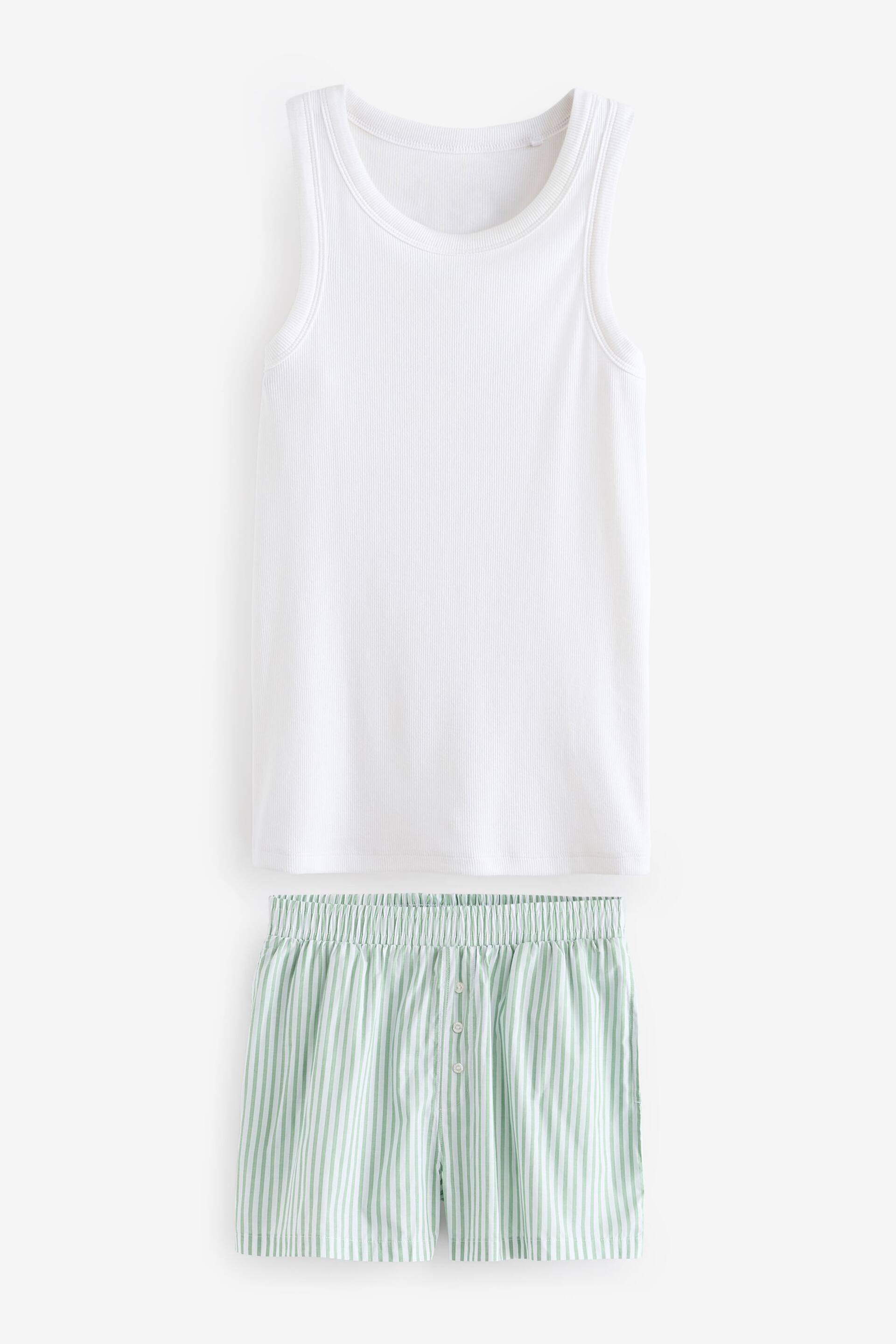 self. Green Rib Vest Short Pyjamas Set - Image 7 of 11