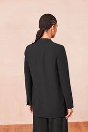 Black Relaxed Fit Edge to Edge Blazer - Image 3 of 6