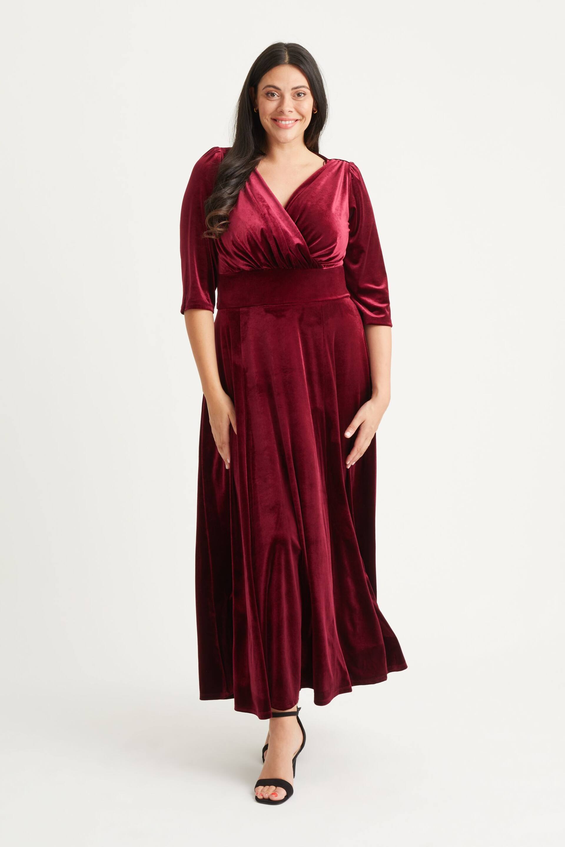 Scarlett & Jo Burgundy Red Verity Velvet Maxi Gown - Image 1 of 4