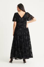 Scarlett & Jo Black Isabelle Velvet Flock Angel Sleeve Maxi Dress - Image 2 of 5