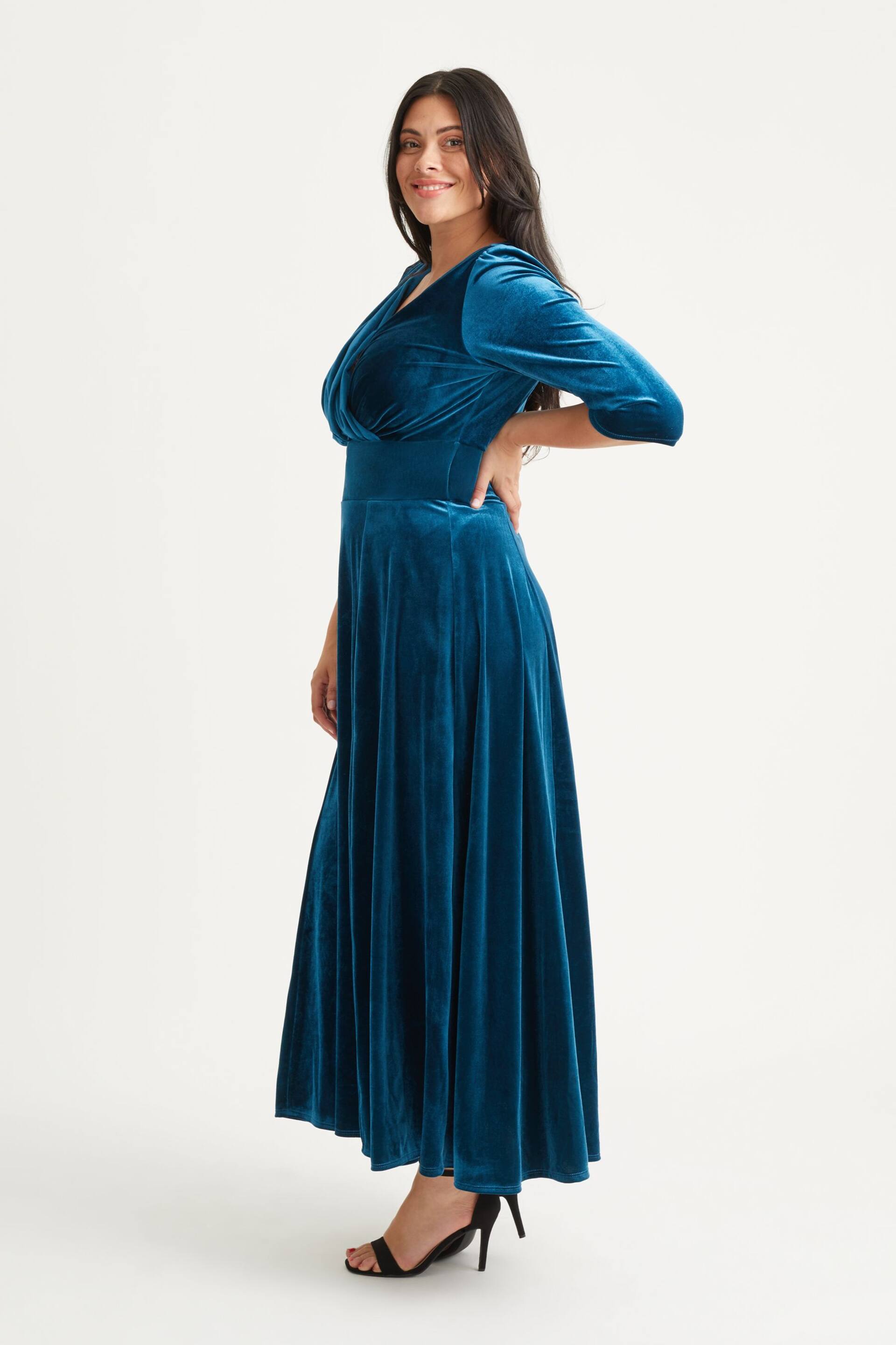 Scarlett & Jo Teal Blue Verity Velvet Maxi Gown - Image 3 of 4