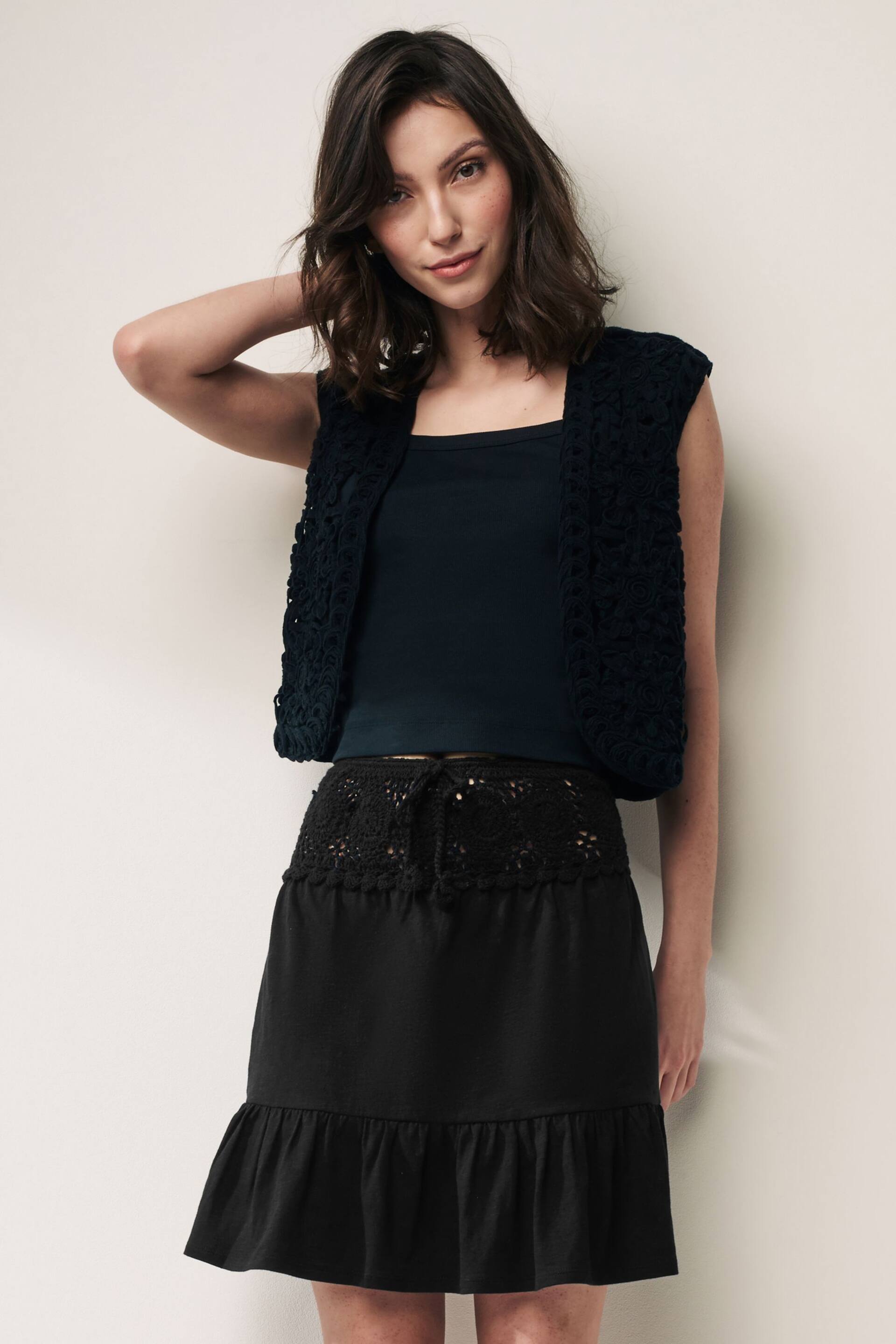 Black Crochet Mini Skirt - Image 1 of 6