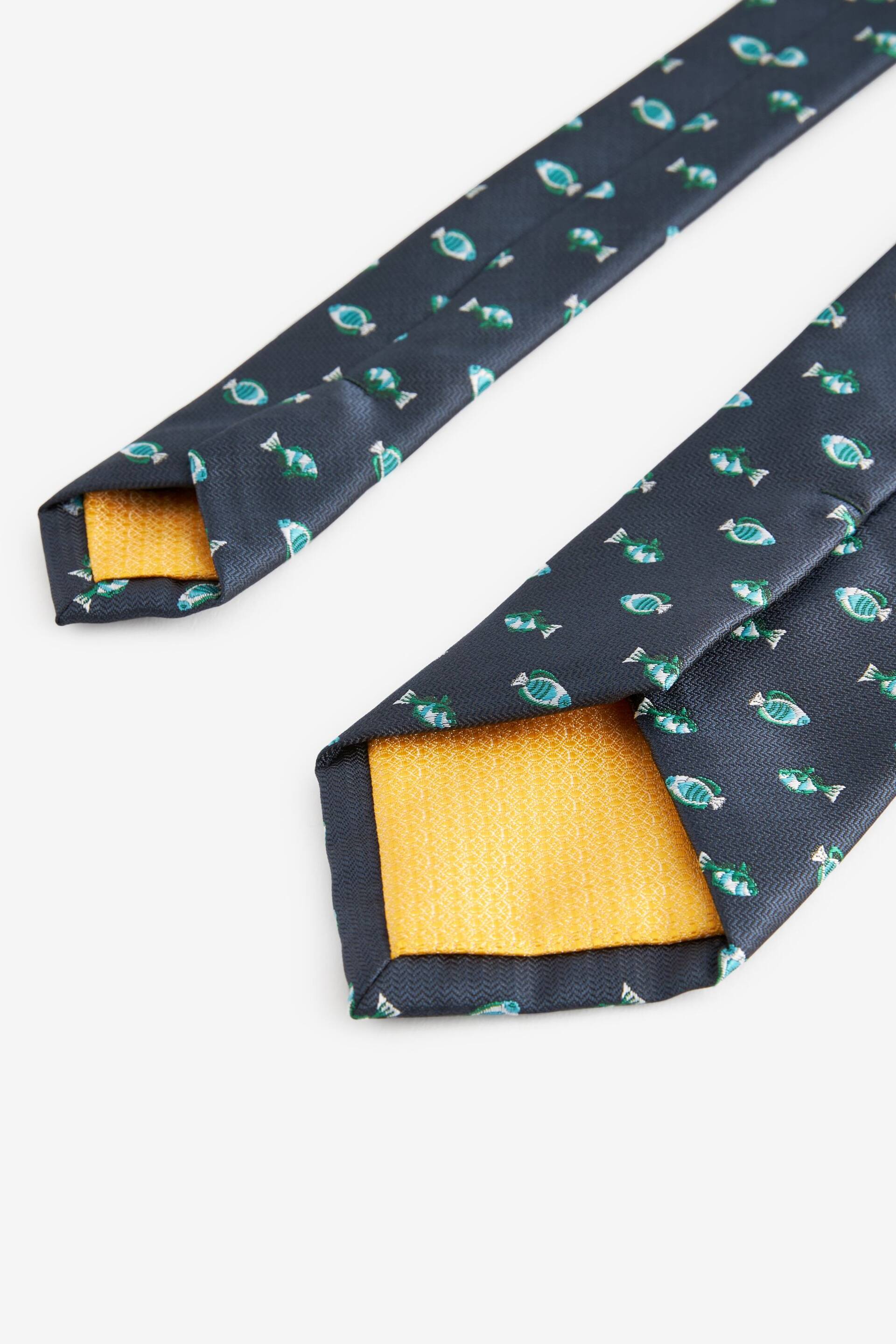 Navy Blue Fish Pattern Tie - Image 3 of 3