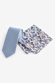 Light Blue/Pink Floral Tie And Pocket Square Set - Image 1 of 5