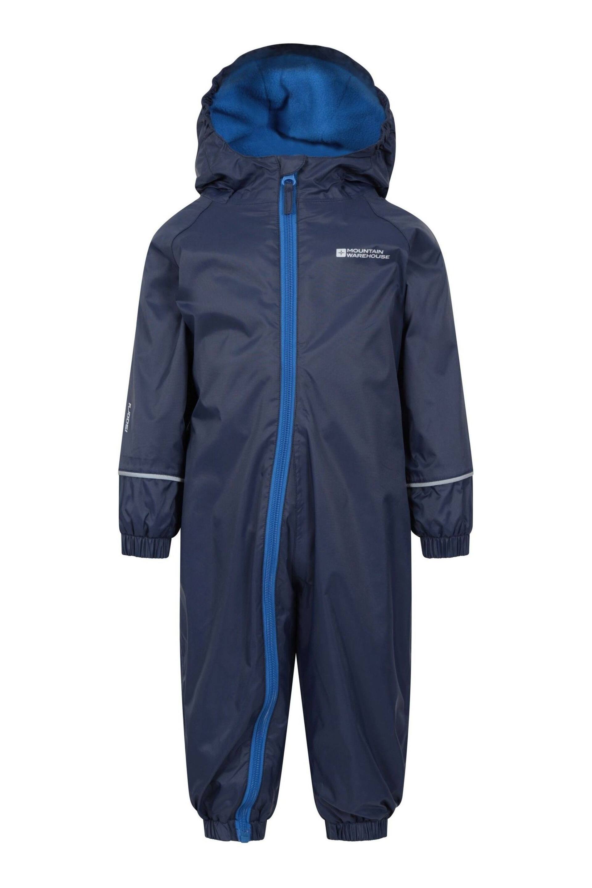 Mountain Warehouse Blue Junior Spright Waterproof Fleece Lined Rainsuit - Image 1 of 5