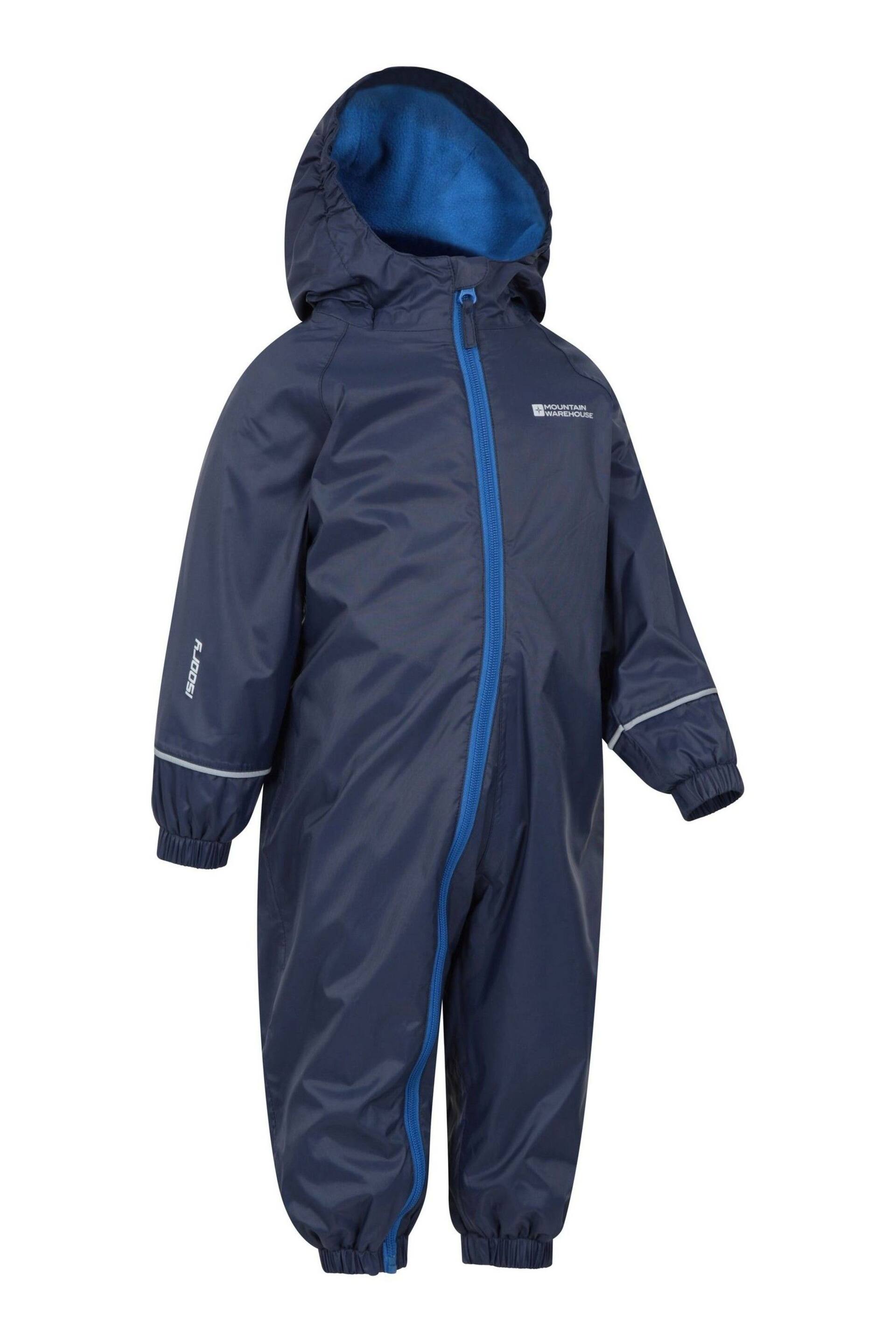 Mountain Warehouse Blue Junior Spright Waterproof Fleece Lined Rainsuit - Image 2 of 5