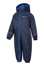 Mountain Warehouse Blue Junior Spright Waterproof Fleece Lined Rainsuit - Image 4 of 5