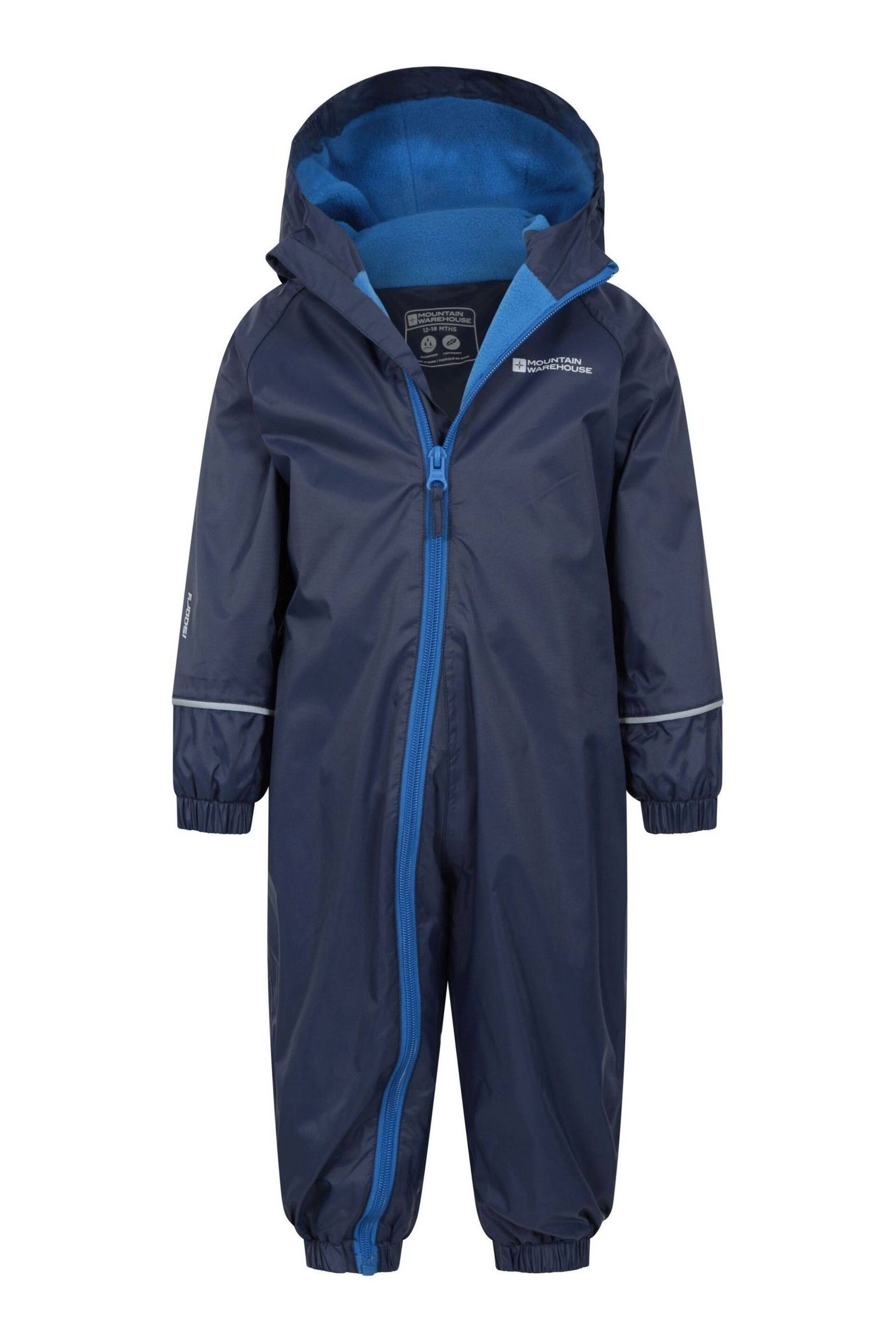Mountain Warehouse Blue Junior Spright Waterproof Fleece Lined Rainsuit - Image 5 of 5