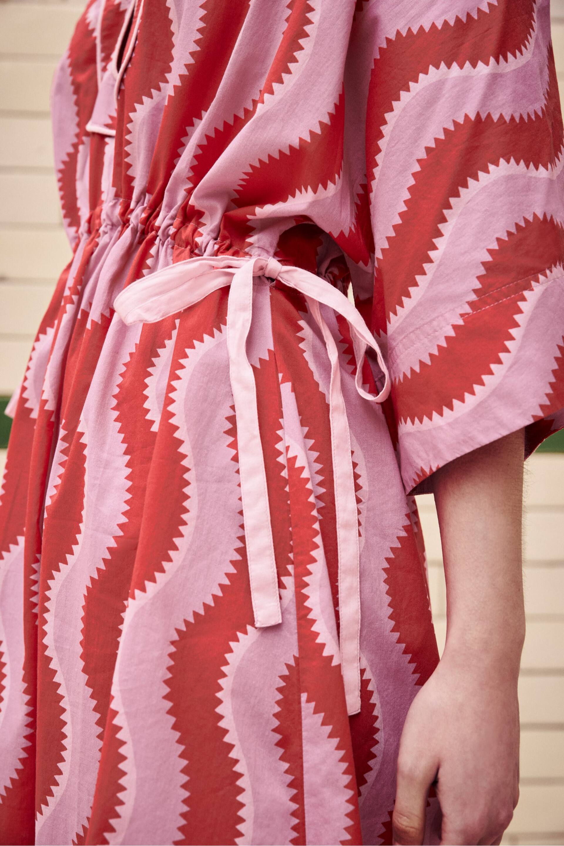 Cath Kidston Pink/Red Swirl Print Kaftan Dress - Image 4 of 6