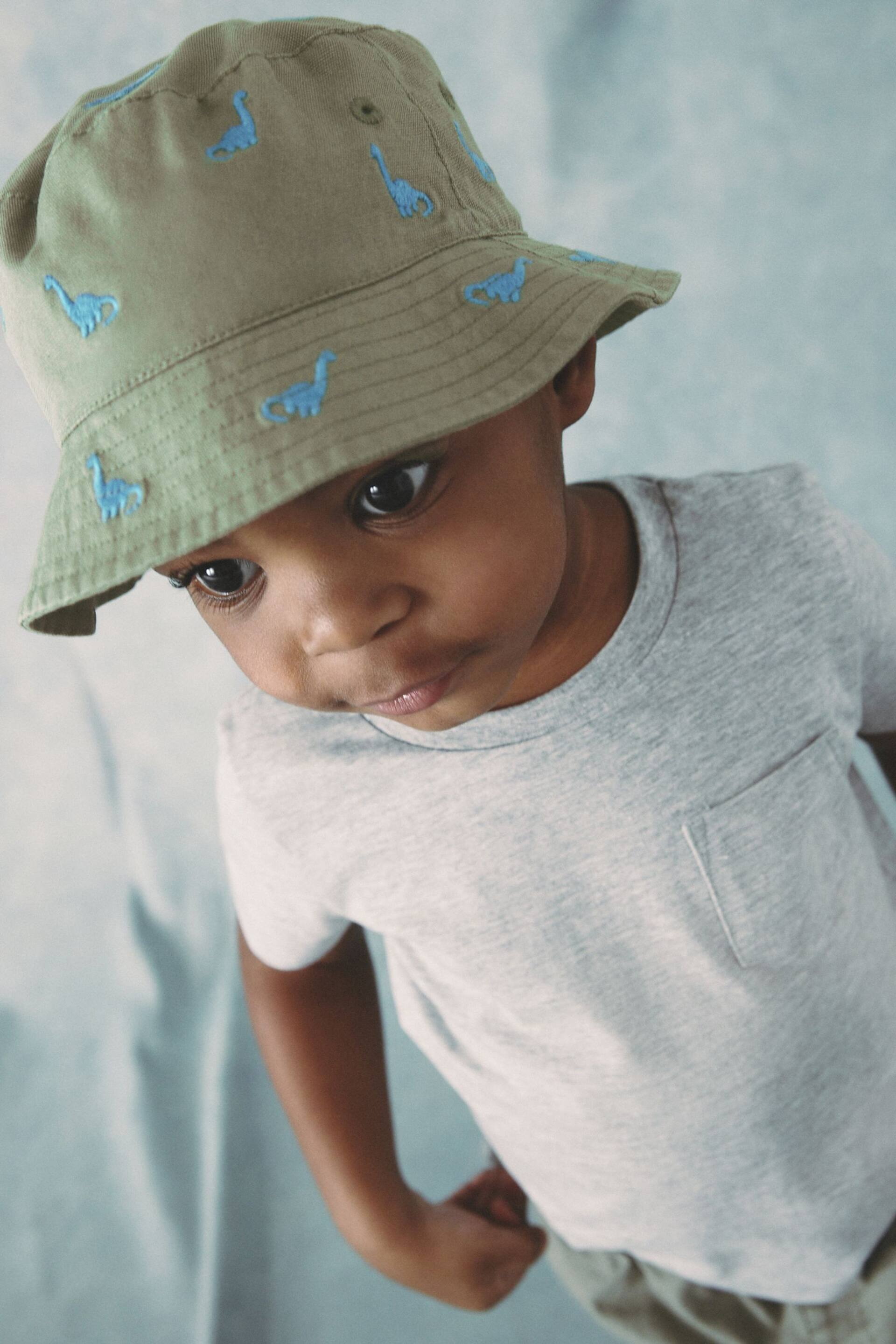 Blue/Green Dinosaur Bucket Hat (3mths-10yrs) - Image 1 of 4