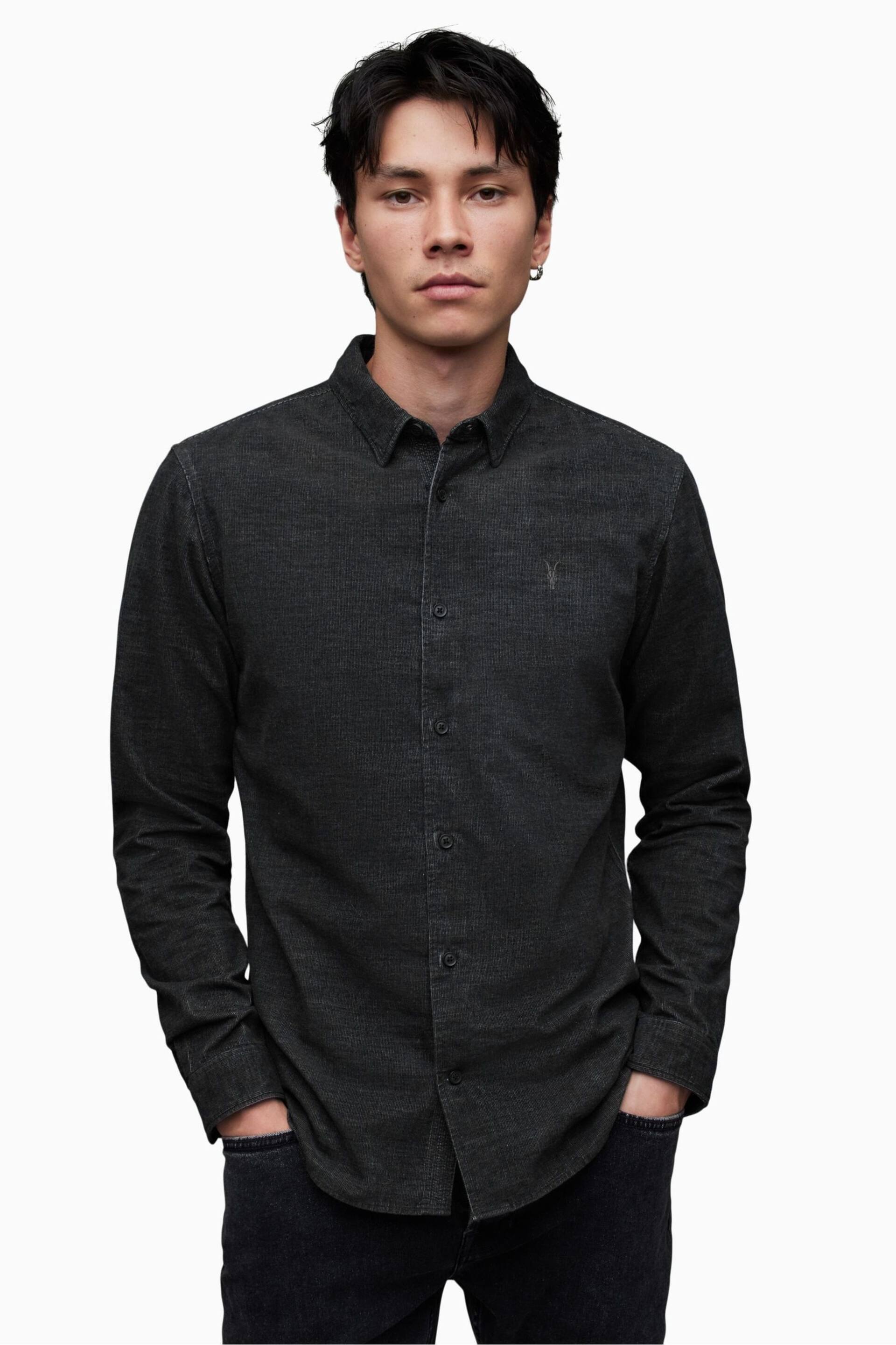 AllSaints Black Long Sleeve Lorella Shirt - Image 1 of 5