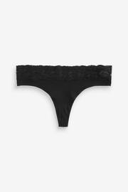 Black Thong Cotton and Lace Knickers 7 Pack - Image 5 of 5