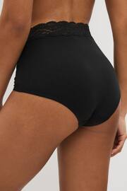 Black Full Brief Cotton and Lace Knickers 7 Pack - Image 3 of 5