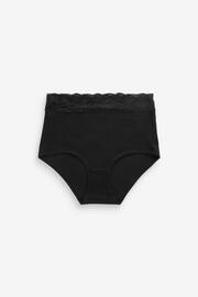 Black Full Brief Cotton and Lace Knickers 7 Pack - Image 5 of 5