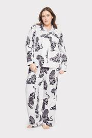 Chelsea Peers White Curve Organic Cotton Lotus Tiger Print Long Pyjama Set - Image 1 of 5