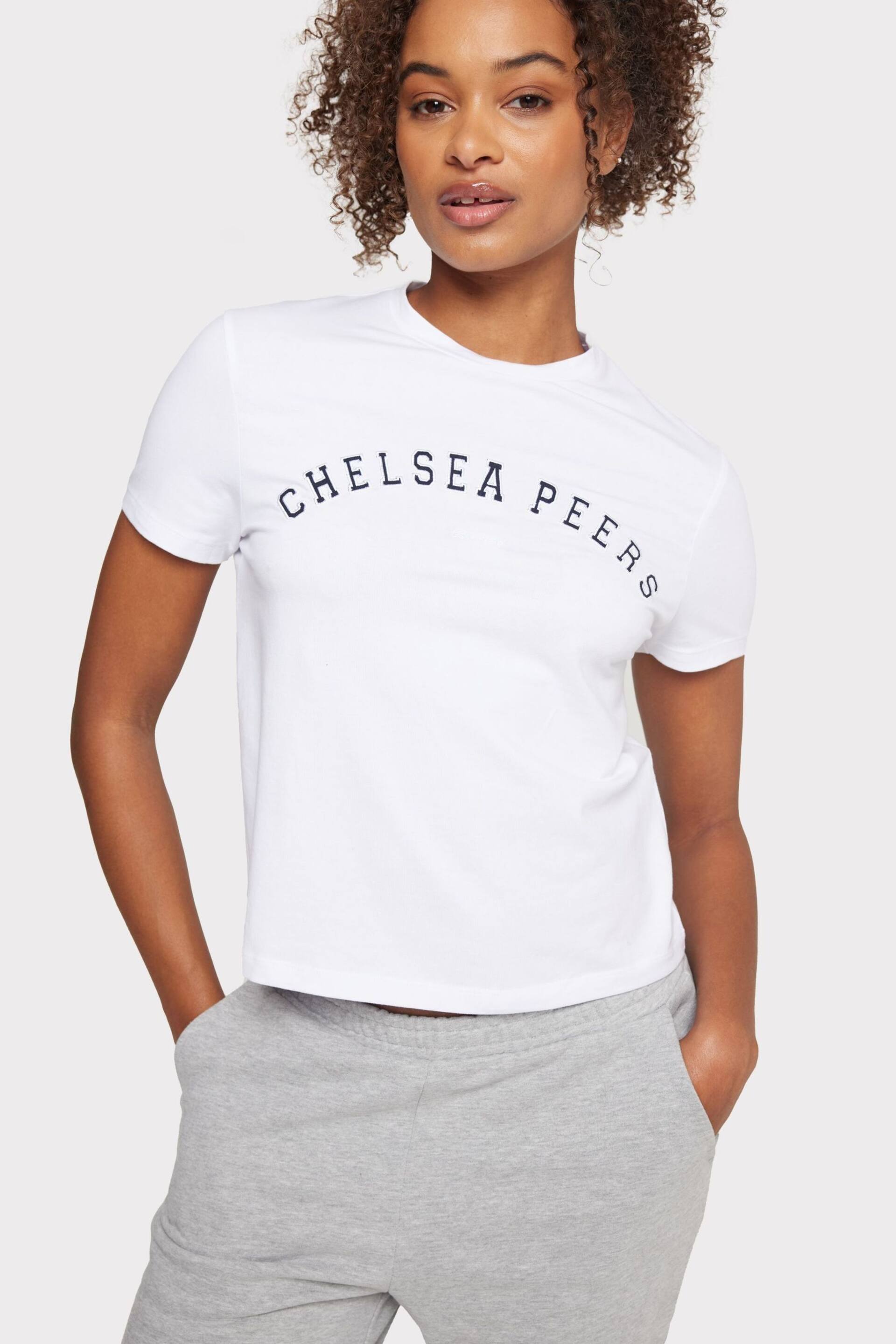 Chelsea Peers White Organic Cotton Logo Crop T-Shirt - Image 1 of 5