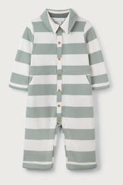 The White Company Green Organic Cotton Stripe Jersey Romper - Image 5 of 6