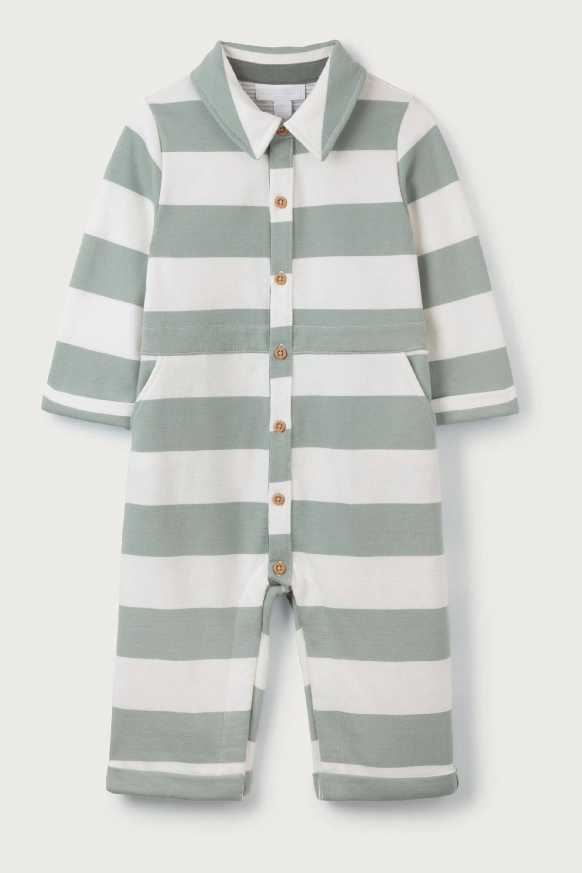 The White Company Green Organic Cotton Stripe Jersey Romper - Image 5 of 6