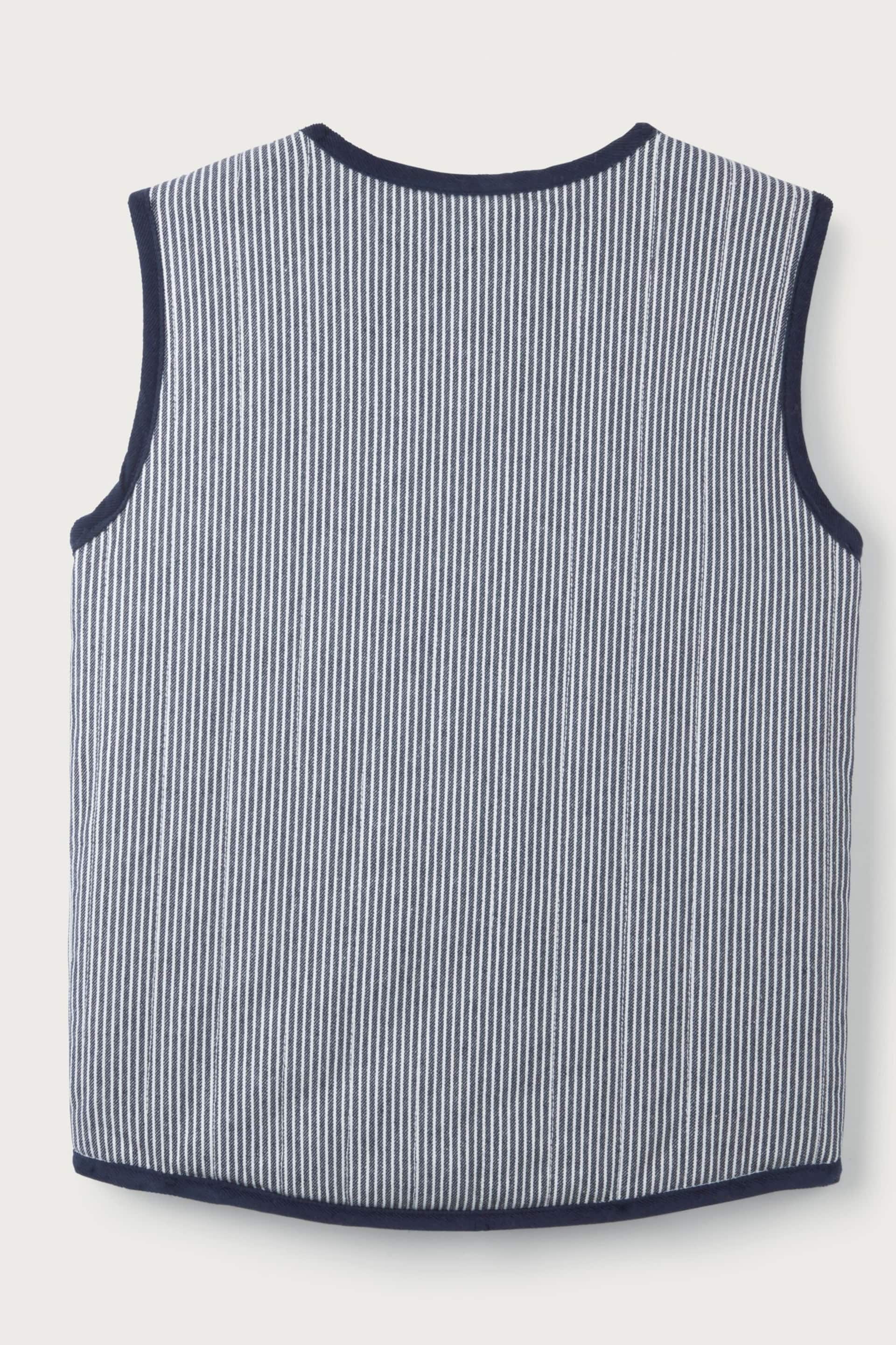 The White Company Blue Organic Cotton Stripe Twill Gilet - Image 8 of 8