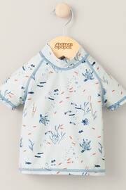 Mamas & Papas Blue Sea Print Long Sleeve Rash Top - Image 1 of 4