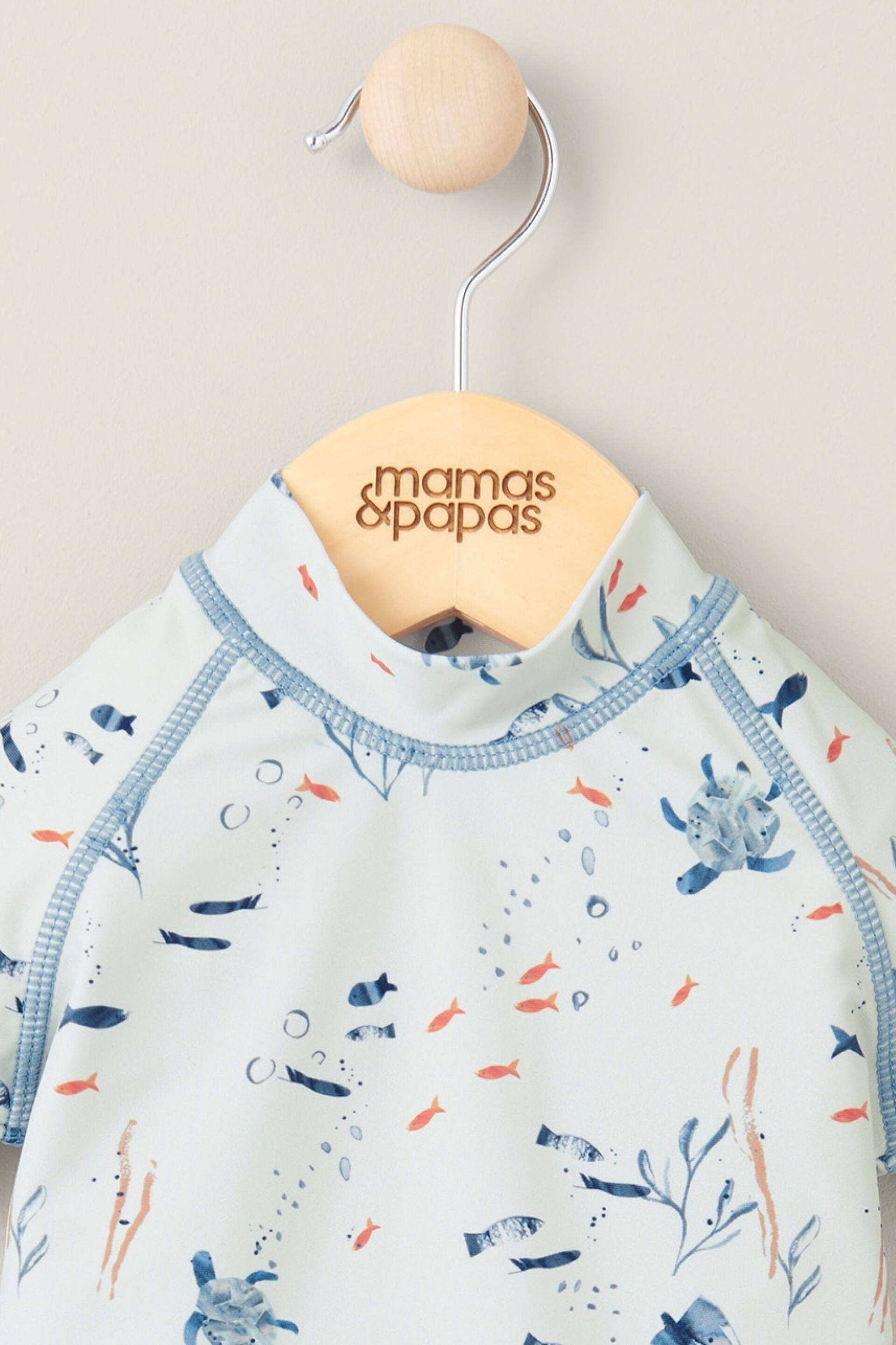 Mamas & Papas Blue Sea Print Long Sleeve Rash Top - Image 2 of 4