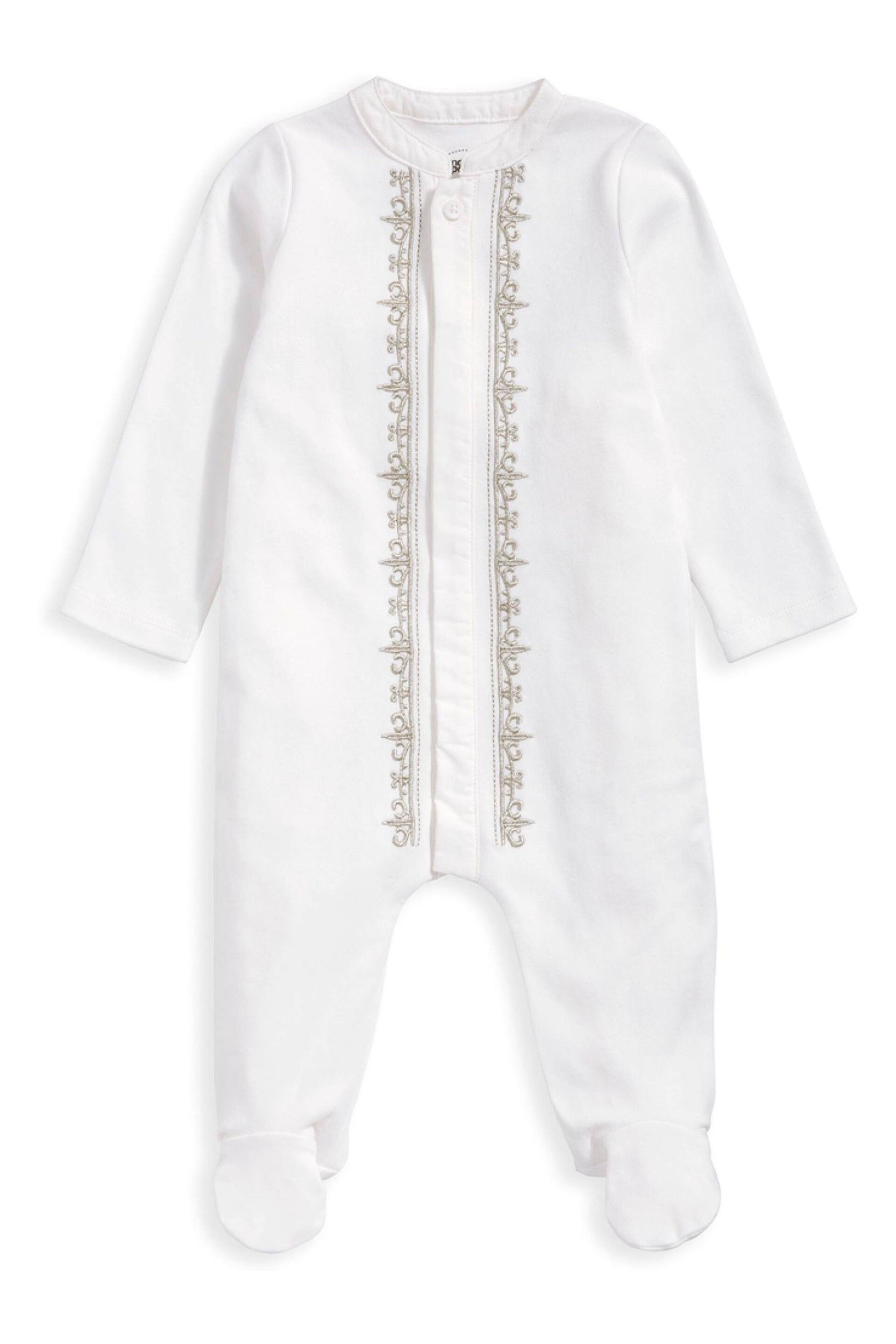 Mamas & Papas Boys White Embroidered Eid Sleepsuit - Image 2 of 3
