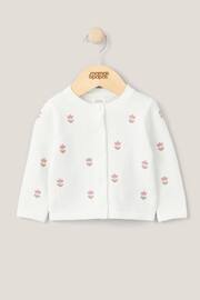 Mamas & Papas White Embroidered Knit Cardigan - Image 1 of 4