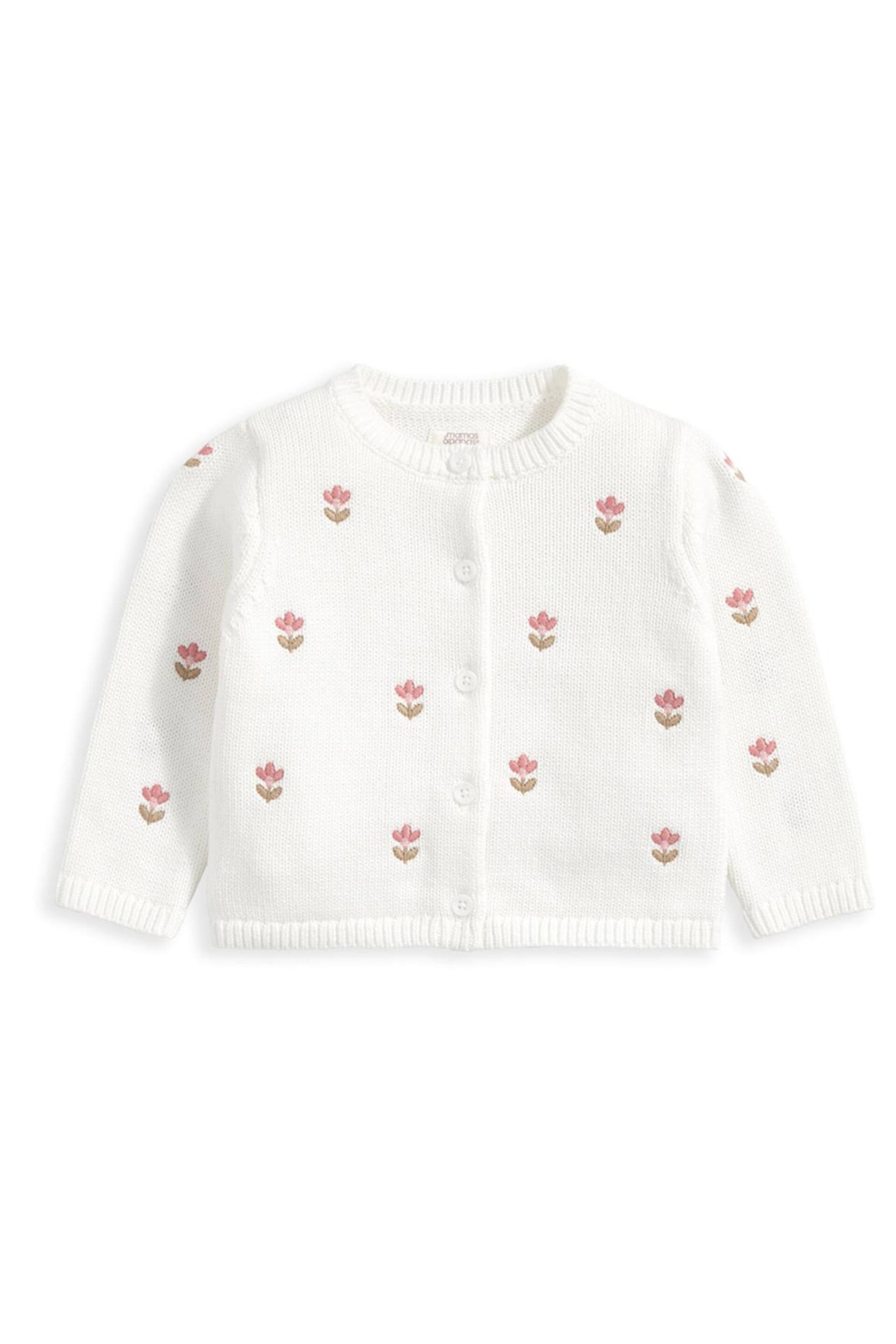 Mamas & Papas White Embroidered Knit Cardigan - Image 2 of 4
