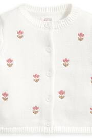 Mamas & Papas White Embroidered Knit Cardigan - Image 3 of 4