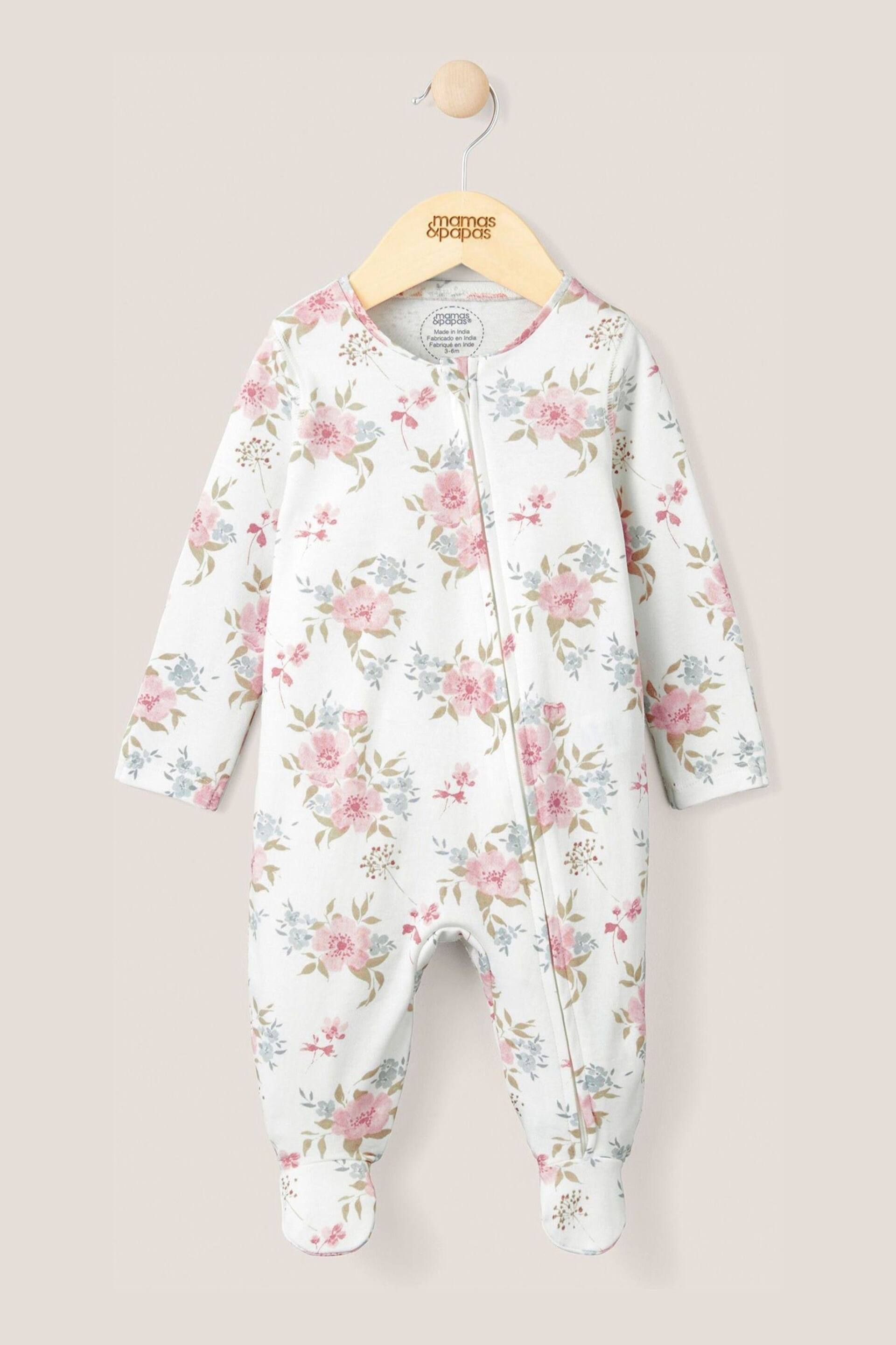 Mamas & Papas Pink Floral Print Sleepsuit - Image 1 of 3