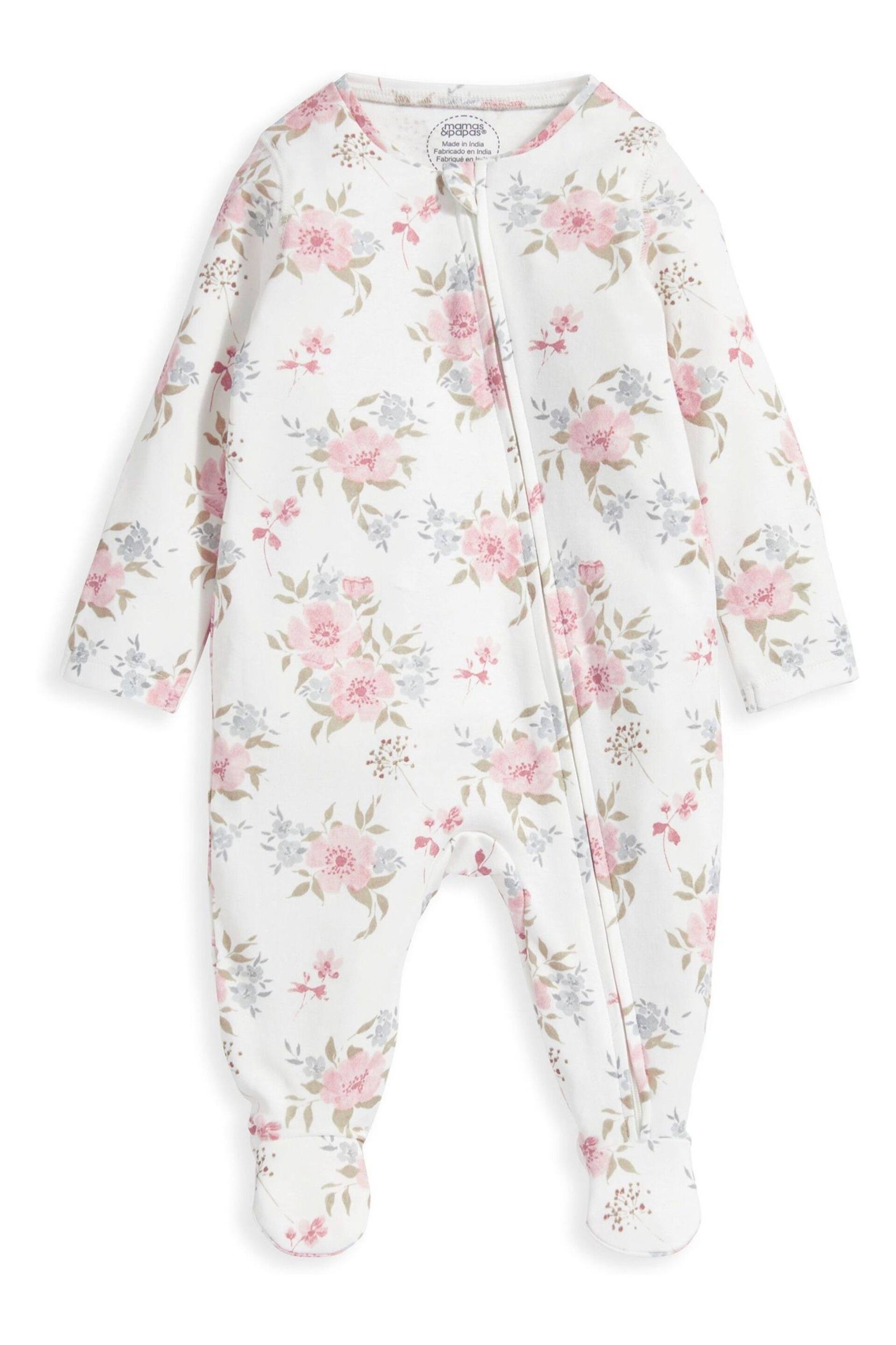 Mamas & Papas Pink Floral Print Sleepsuit - Image 2 of 3