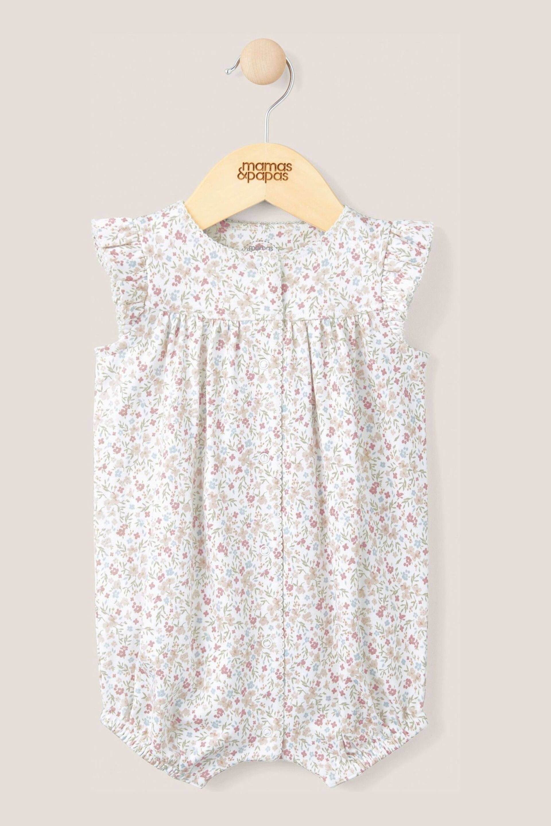 Mamas & Papas Pink Ditsy Floral Jersey Shortie Romper - Image 1 of 3