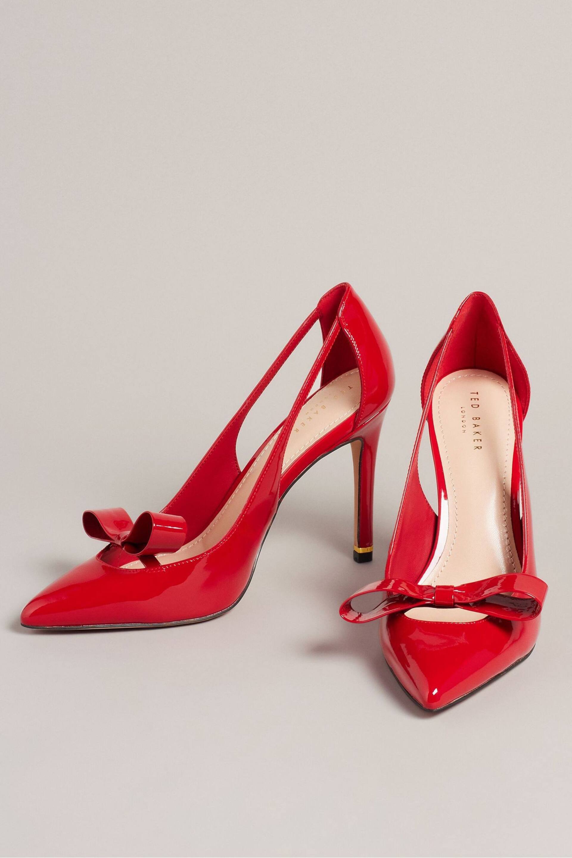 Ted Baker Red Orliney Patent Bow 100mm Cut-Out Detail Courts - Image 2 of 5