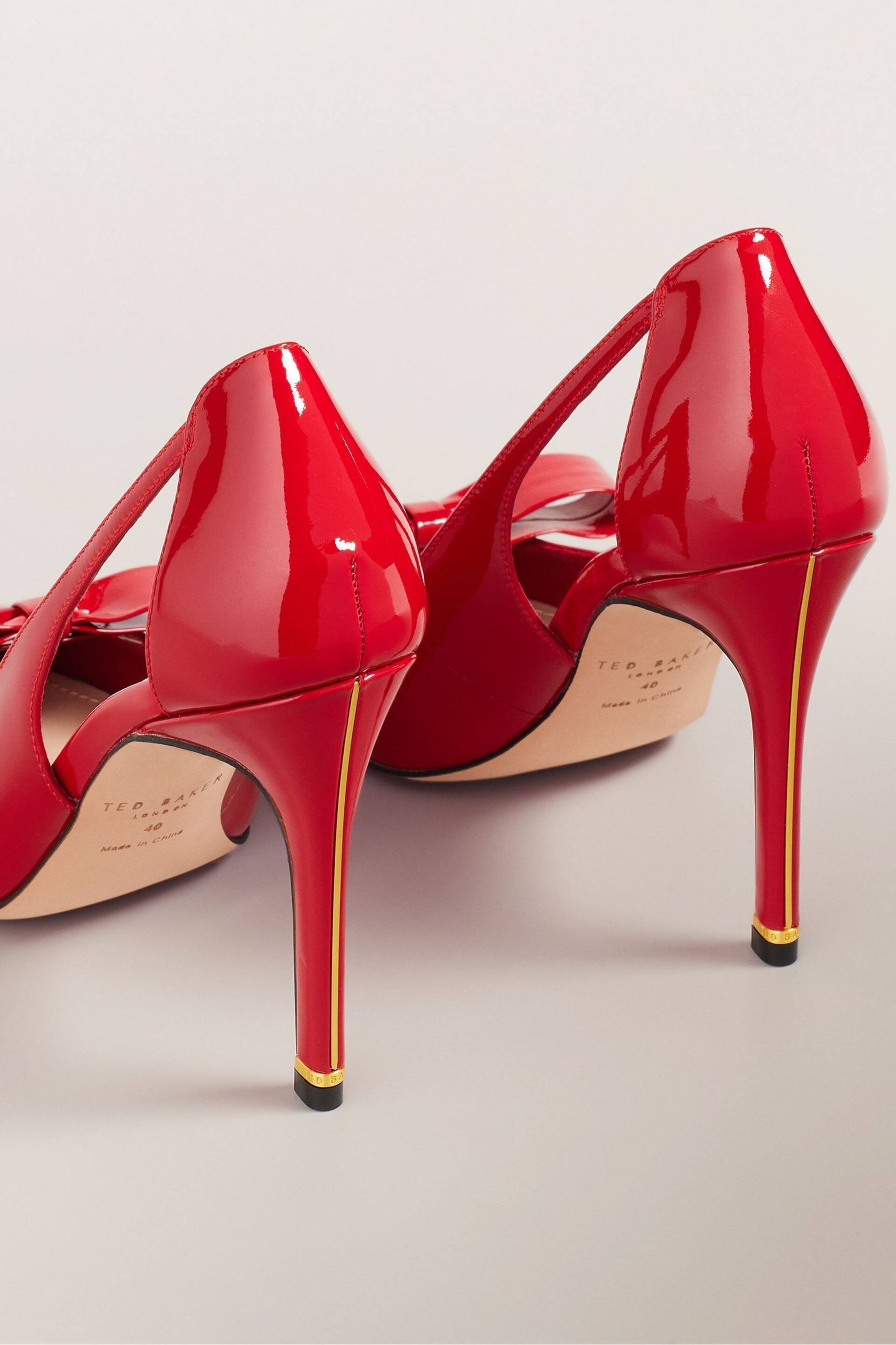 Ted Baker Red Orliney Patent Bow 100mm Cut-Out Detail Courts - Image 3 of 5