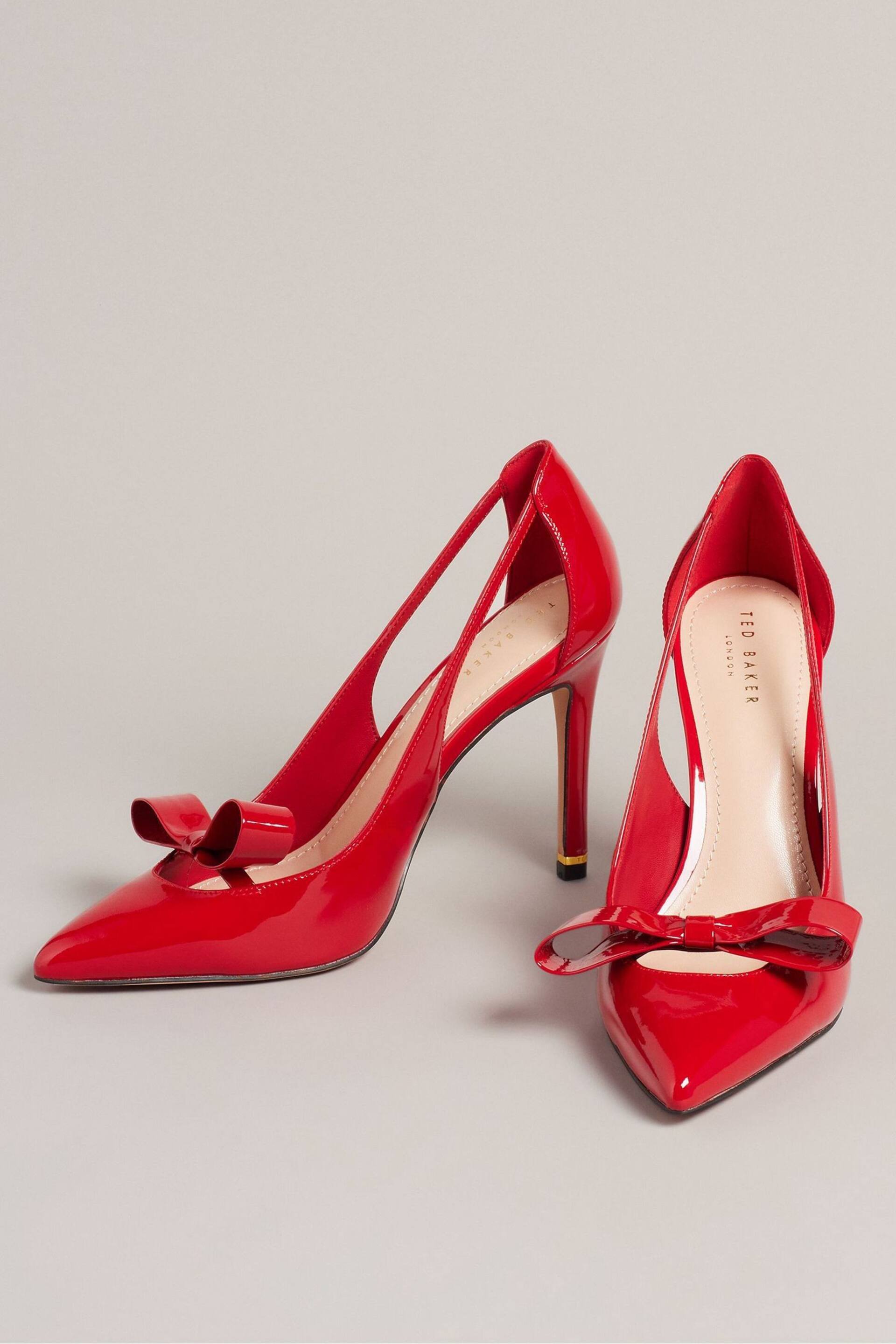 Ted Baker Red Orliney Patent Bow 100mm Cut-Out Detail Courts - Image 5 of 5