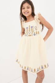 FatFace Natural Embroidered Strappy Dress - Image 1 of 5