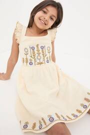 FatFace Natural Embroidered Strappy Dress - Image 5 of 5