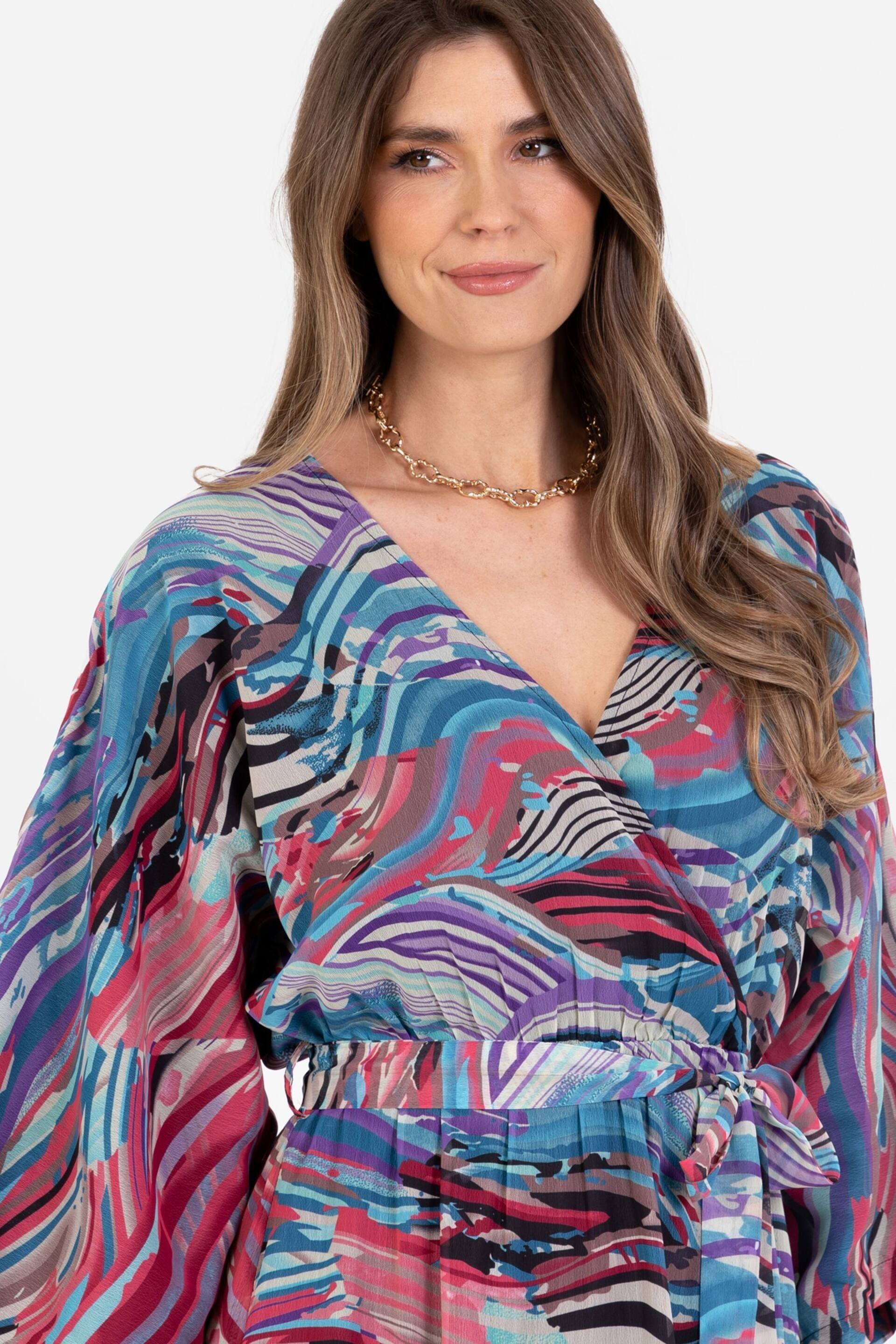 Lovedrobe Wrap Kimono Dress With Ruffled High Low Hem - Image 4 of 5