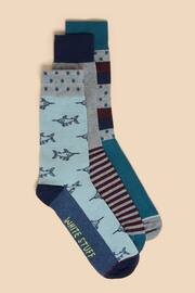 White Stuff Blue Fish Ankle Socks 3 Pack - Image 1 of 2