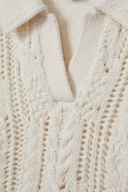 Reiss Ecru Eula Teen Crochet Open Collar Polo Shirt - Image 4 of 4