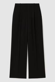 Reiss Black Eden Half-Elasticated Wide Leg Trousers - Image 2 of 6