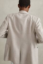 Reiss Beige Check Ella Wool Blend Double Breasted Dogtooth Blazer - Image 6 of 7