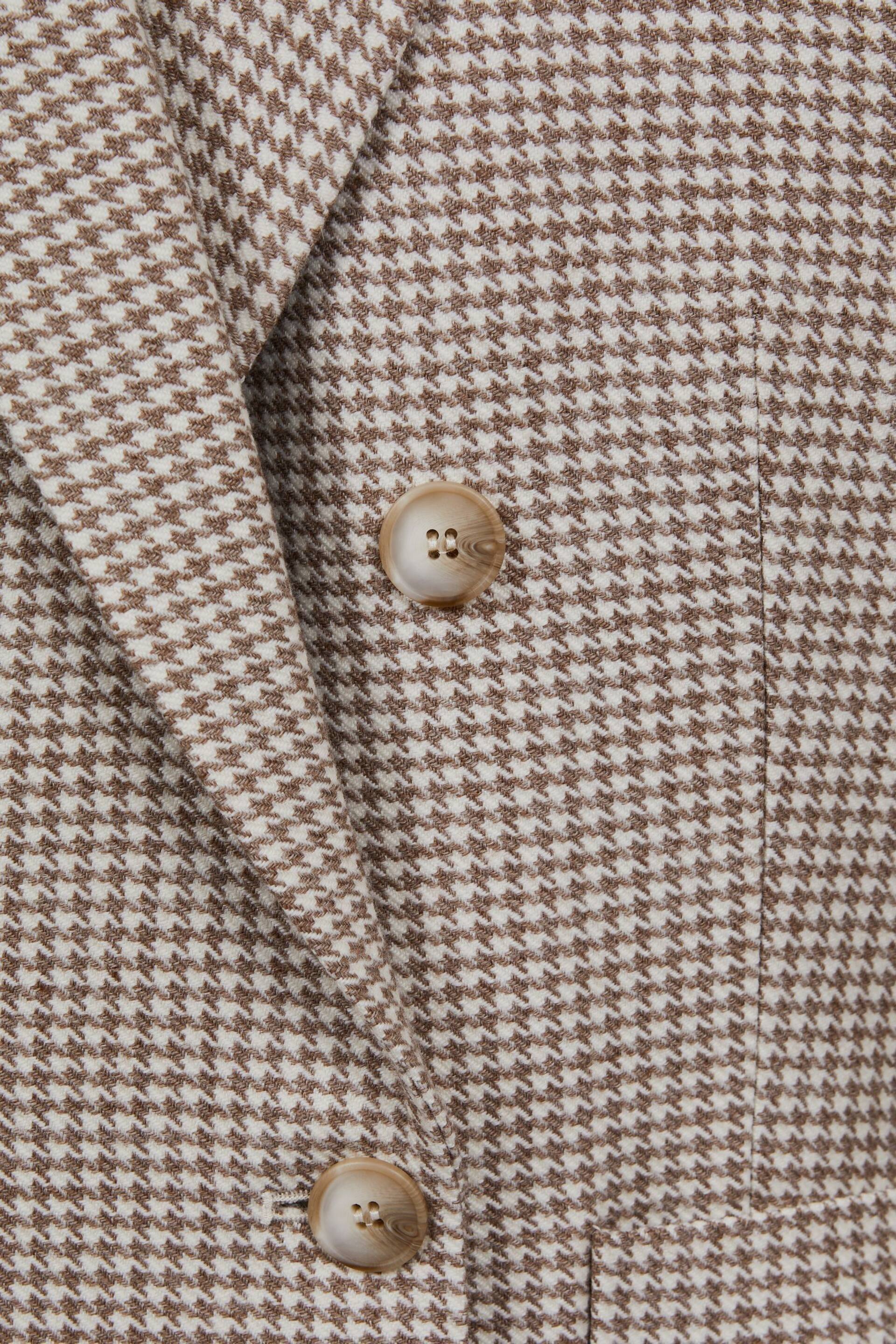 Reiss Beige Check Ella Wool Blend Double Breasted Dogtooth Blazer - Image 7 of 7