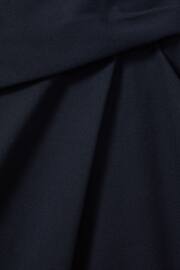 Reiss Navy Nadia Cotton Blend Wrap Front Midi Skirt - Image 5 of 5