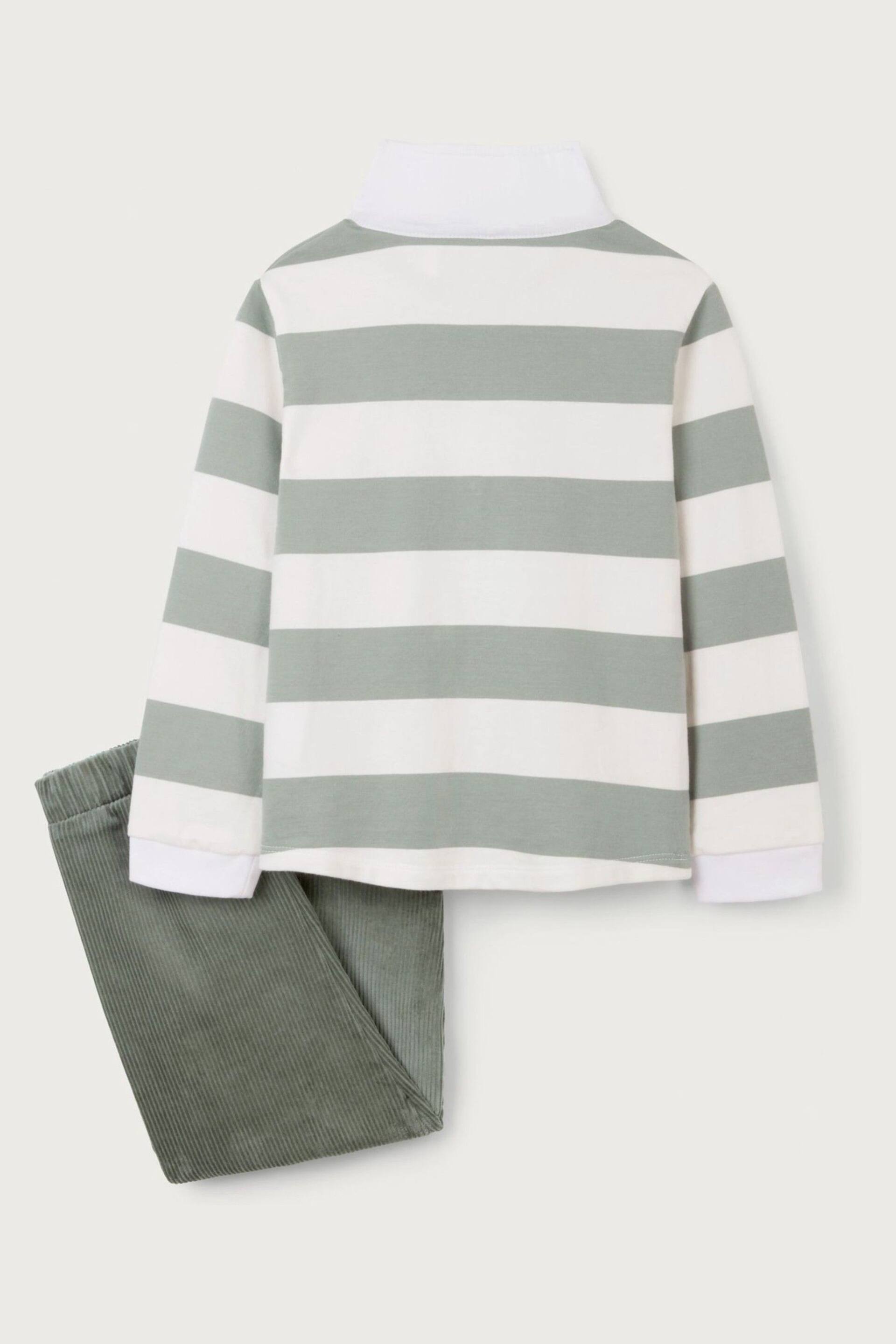 The White Company Green Organic Cotton Rugby Shirt & Cord Trouser Set - Image 10 of 10