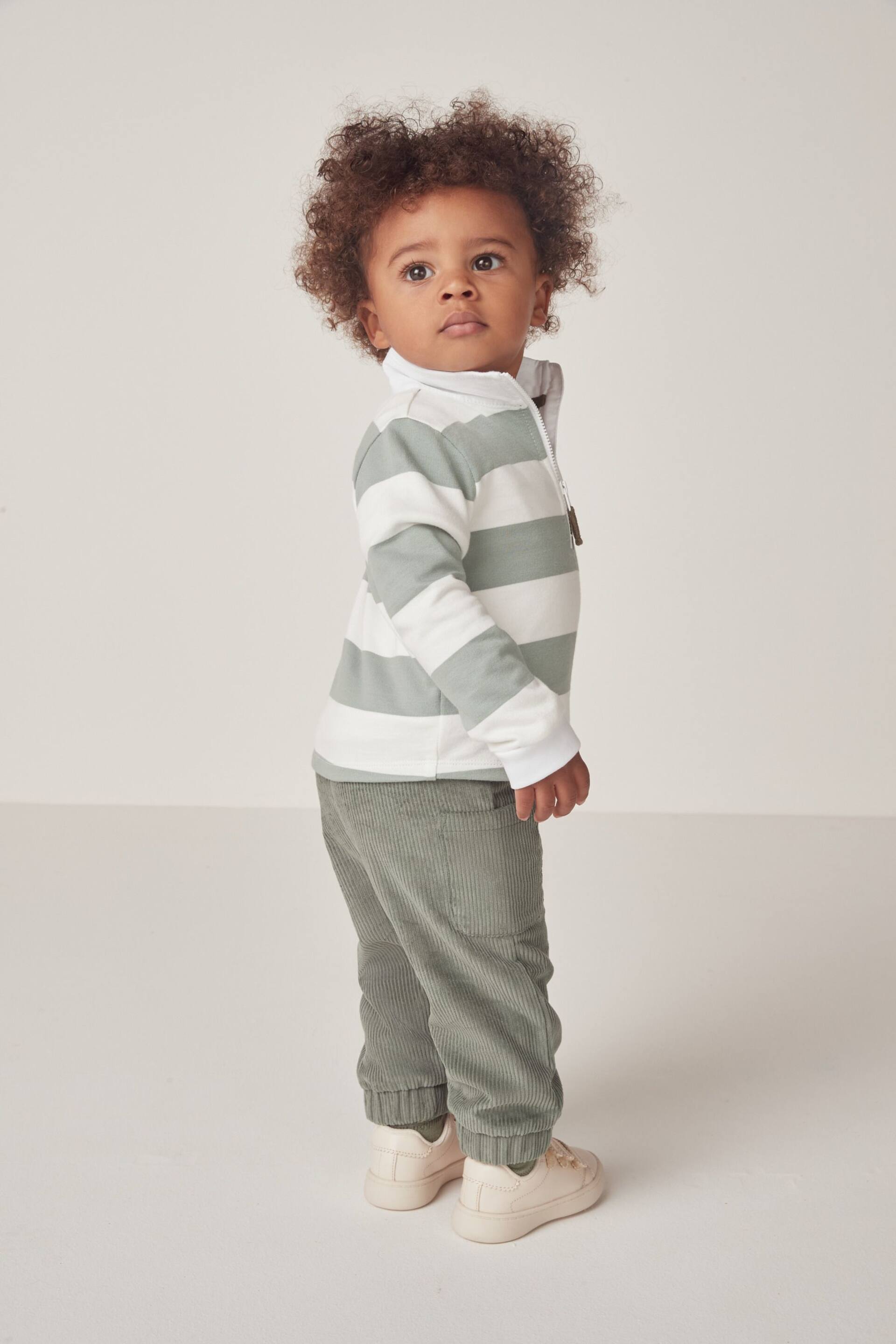 The White Company Green Organic Cotton Rugby Shirt & Cord Trouser Set - Image 2 of 10