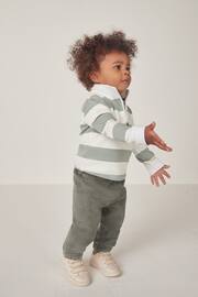 The White Company Green Organic Cotton Rugby Shirt & Cord Trouser Set - Image 3 of 10