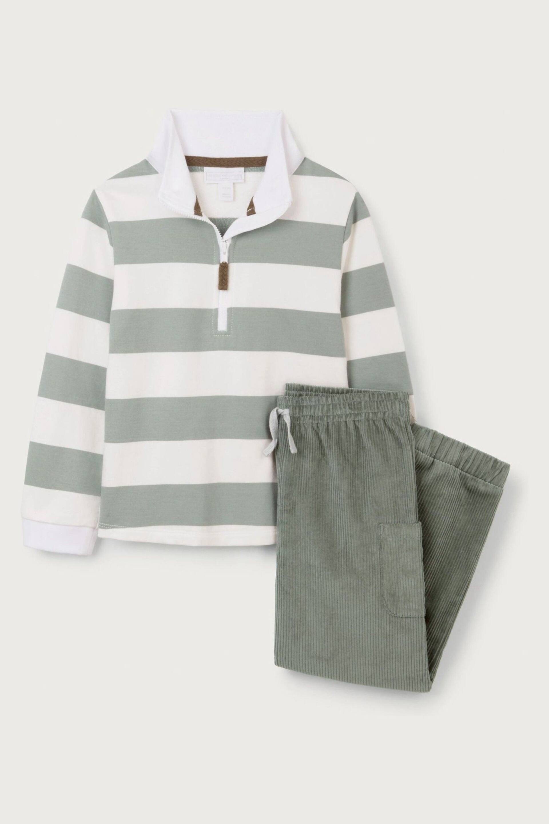 The White Company Green Organic Cotton Rugby Shirt & Cord Trouser Set - Image 9 of 10