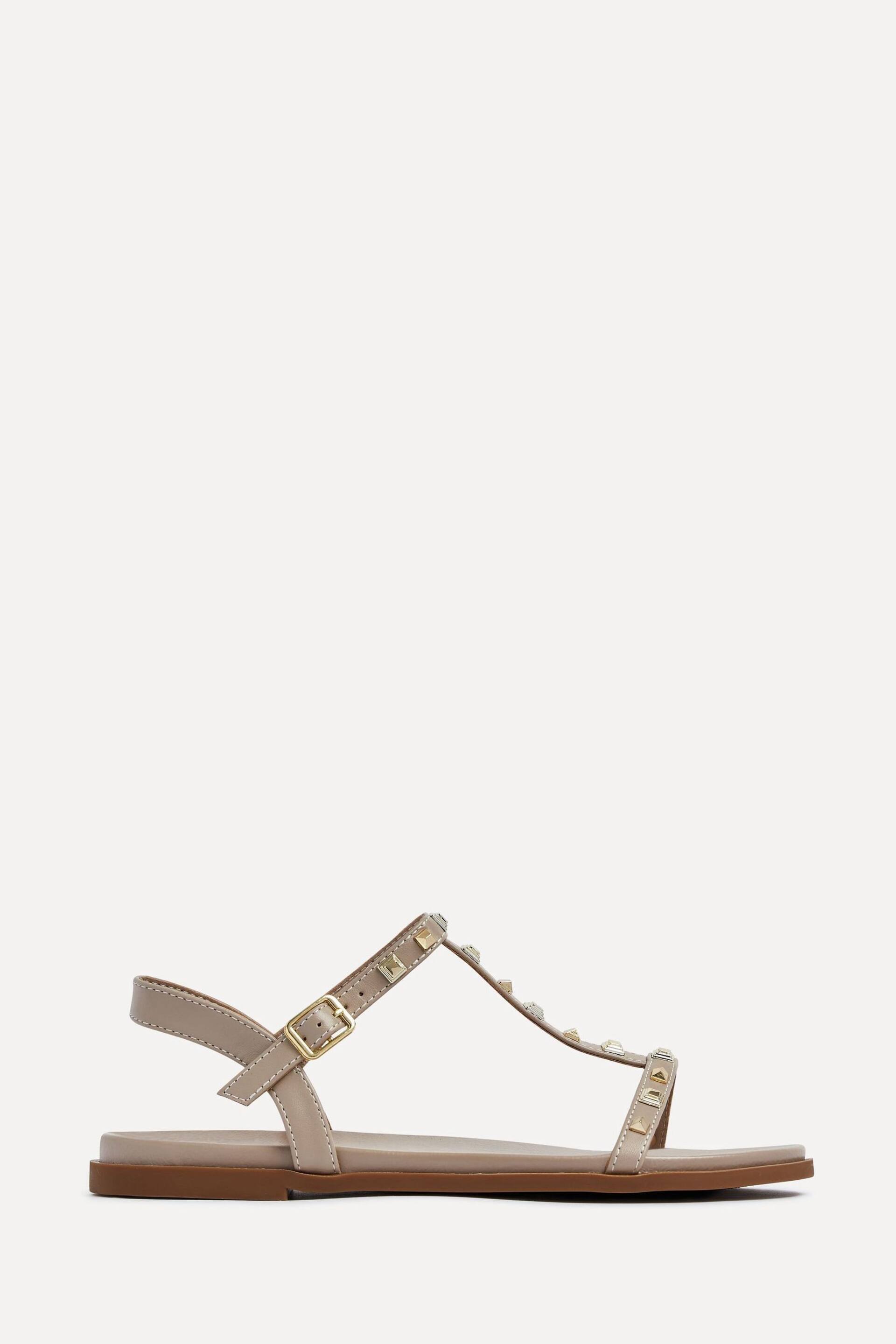 Linzi Natural Bliss T-Post Flat Sandals With Stud Embellishment - Image 2 of 5